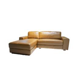 SOFA 100% CUERO COMO CON CHAISE DERECHO CAMEL BE 145 BD 095