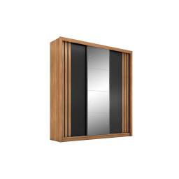 ROPERO 3 PUERTAS MOEMA - ALMENDRA TOUCH NUDE Y NEGRO PRIME 