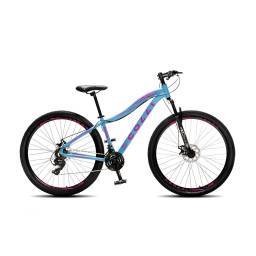 BICICLETA COLLI EUDORA ALUMINIO R29 AZUL CHAMPANHE/ROSA NEON