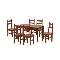 JUEGO DE COMEDOR MEX 6 SILLAS ESPAA NOGAL 93-202