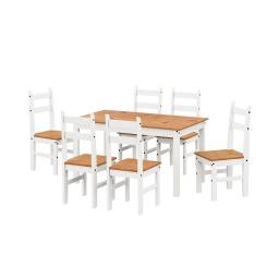 JUEGO DE COMEDOR  6 SILLAS ESPAÑA BLANCOCERA 93-205